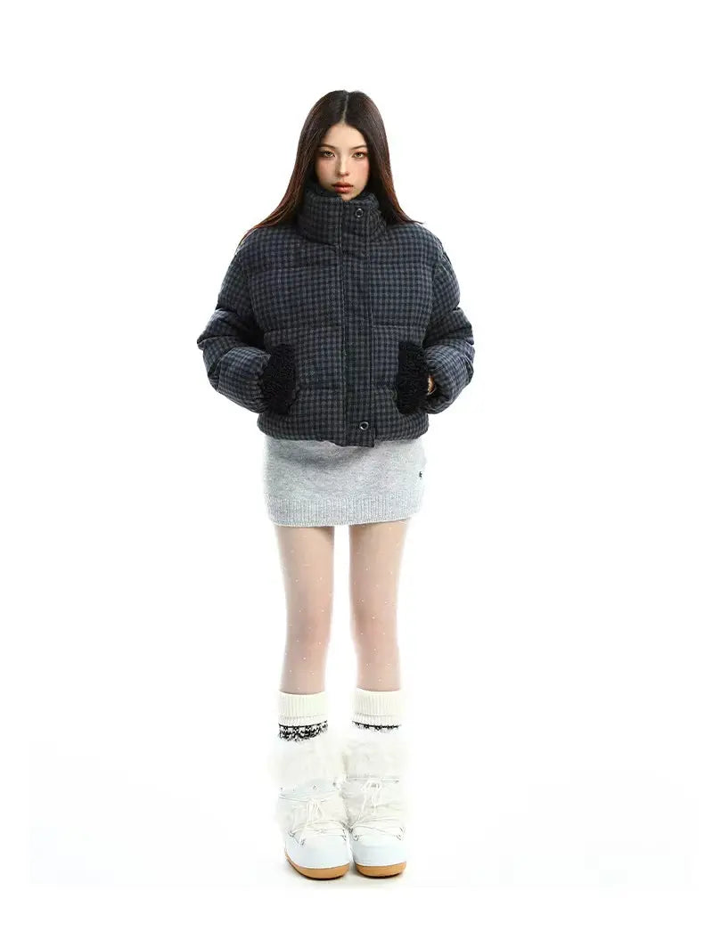 Vintage Cropped Stand Collar Padded Jacket   OL2099