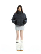 Vintage Cropped Stand Collar Padded Jacket   OL2099