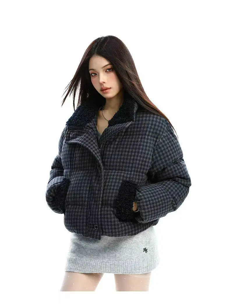 Vintage Cropped Stand Collar Padded Jacket   OL2099