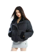Vintage Cropped Stand Collar Padded Jacket   OL2099
