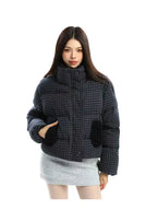 Vintage Cropped Stand Collar Padded Jacket   OL2099