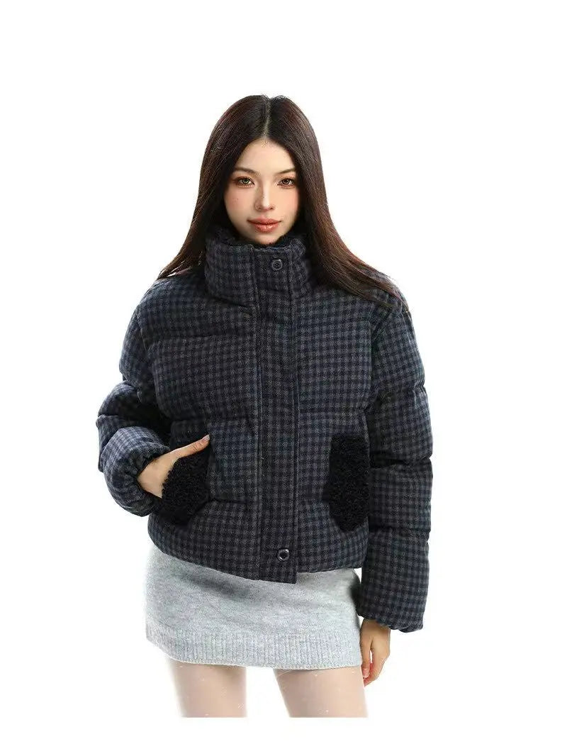 Vintage Cropped Stand Collar Padded Jacket   OL2099