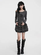 Tiered Puff Mini Skirt   OL2100