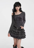 Tiered Puff Mini Skirt   OL2100