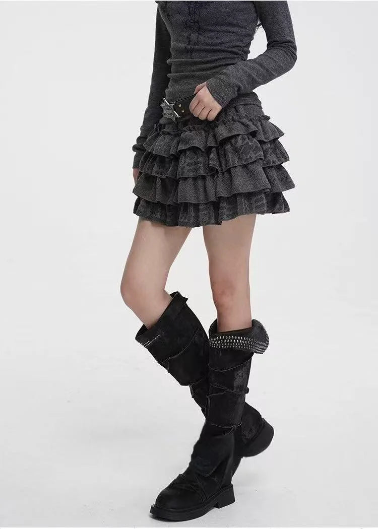 Tiered Puff Mini Skirt   OL2100