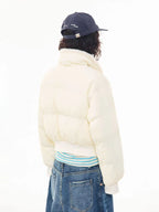 Vintage Faux Fur Collar Cropped Padded Jacket   OL2101
