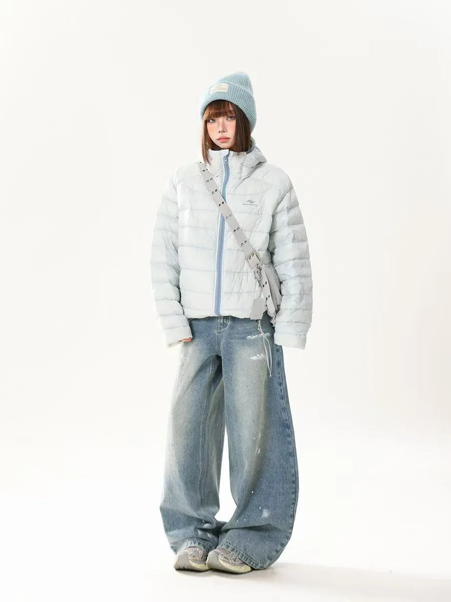 Retro Lightweight Quilted Down Hoodie   OL2104