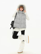Star Print Detachable Fur Hood Puffer Jacket   OL2103