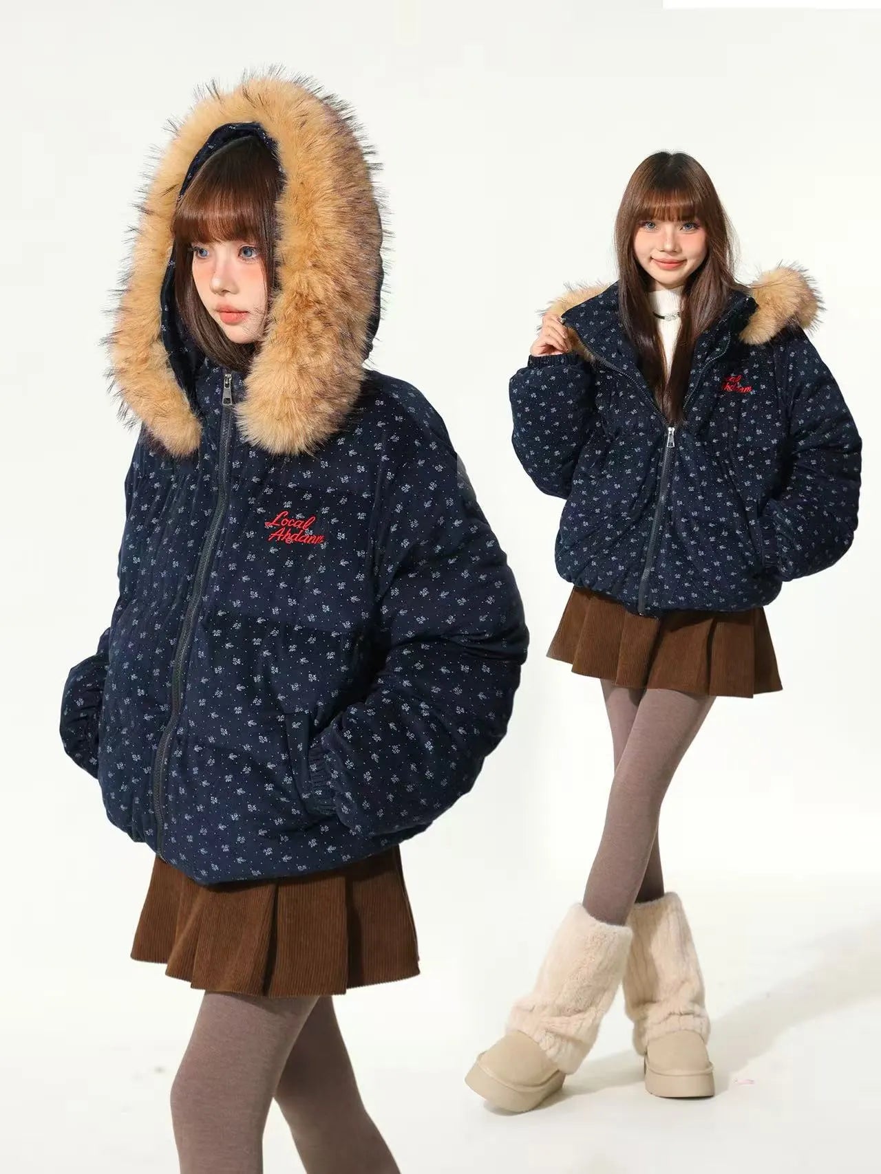 Vintage Floral Quilted Jacket with Removable Collar   OL2106