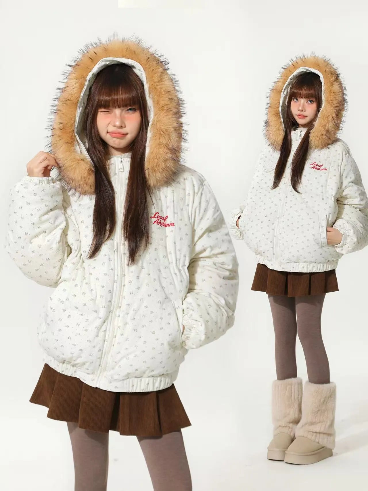 Vintage Floral Quilted Jacket with Removable Collar   OL2106