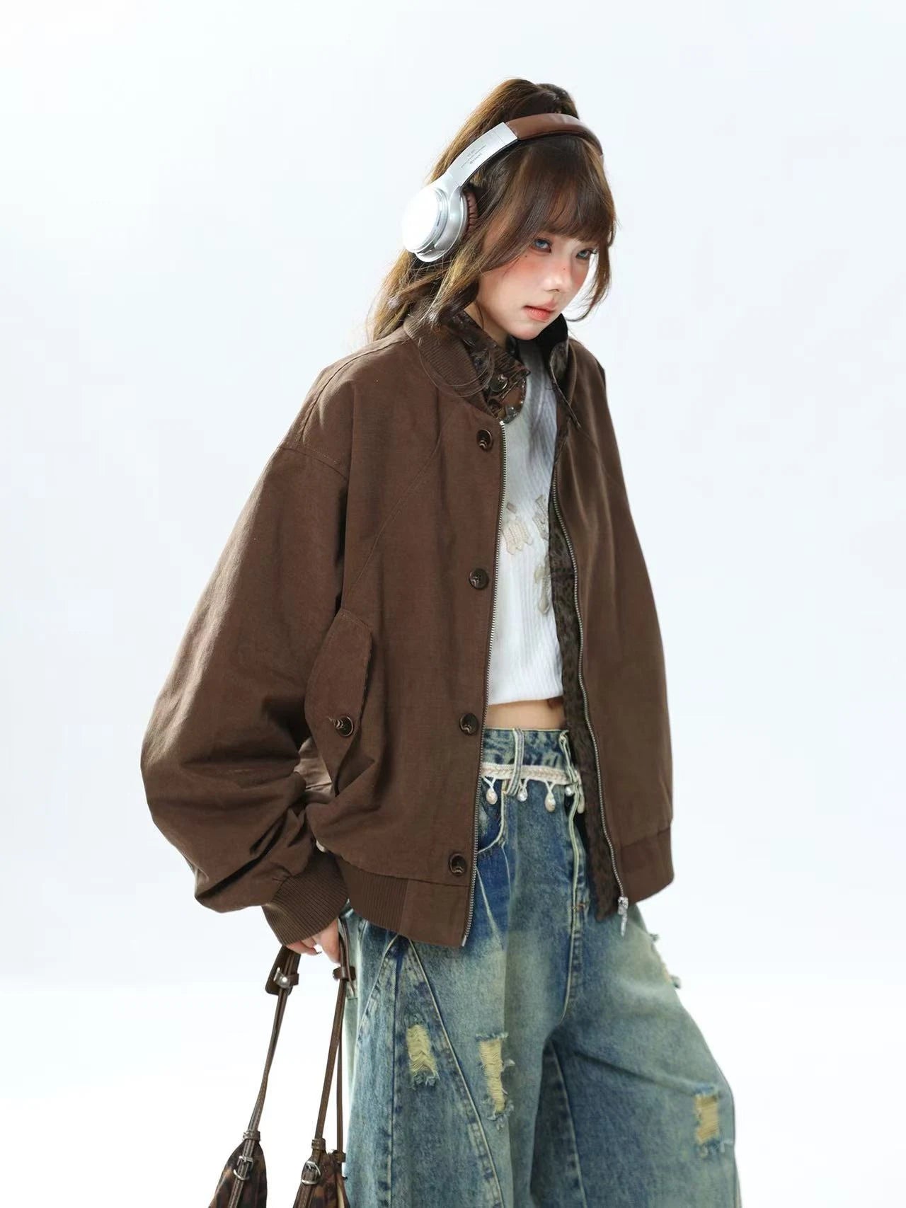 Layered Leopard Panel Vintage Jacket   oliviroa オリヴィオラ