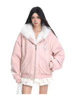 Hooded Bunny Ear Vintage Jacket   OL2108
