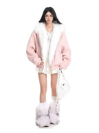 Hooded Bunny Ear Vintage Jacket   OL2108