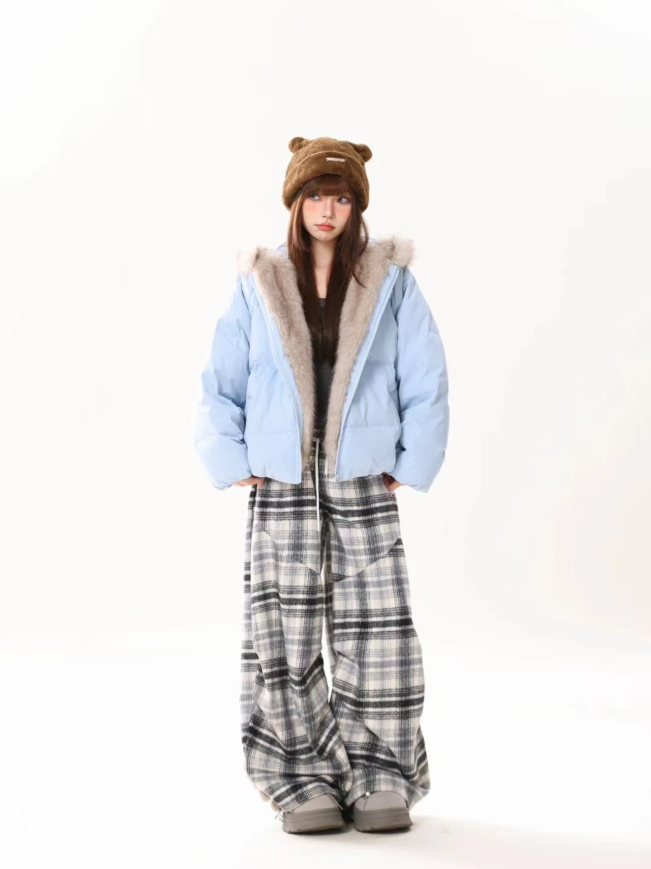 Bunny Ear Hooded Down Jacket   OL2109