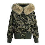 Retro Camouflage Hooded Short Jacket   OL2112