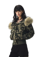 Retro Camouflage Hooded Short Jacket   oliviroa オリヴィオラ