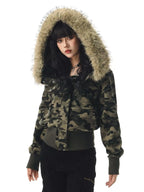 Retro Camouflage Hooded Short Jacket   OL2112