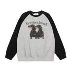 Retro Colorblock Dog Raglan Sweatshirt   OL2113