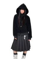 Plaid Buttoned Hooded Short Coat   OL2114