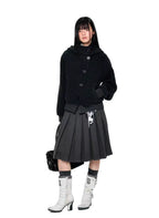 Plaid Buttoned Hooded Short Coat   OL2114