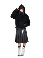 Plaid Buttoned Hooded Short Coat   OL2114