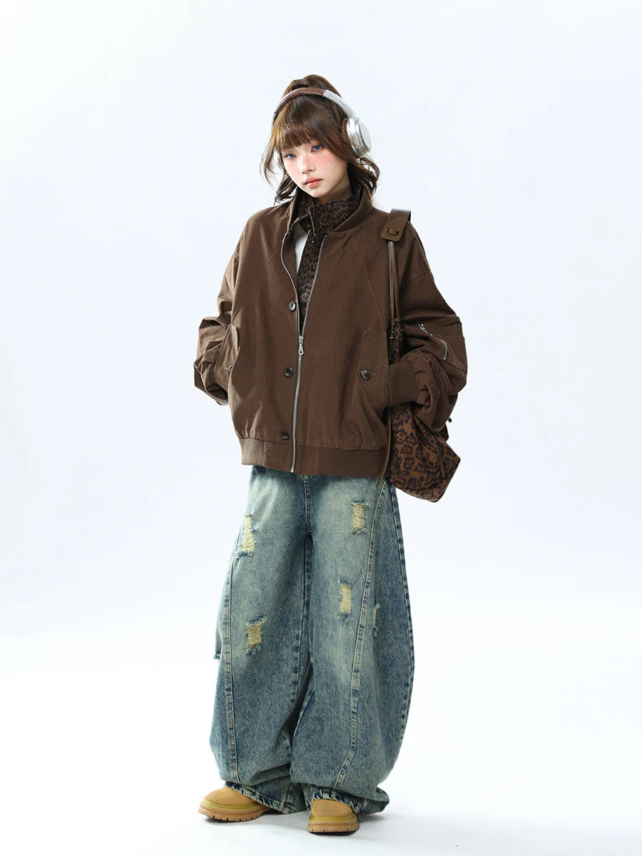 Layered Leopard Panel Vintage Jacket   OL2107