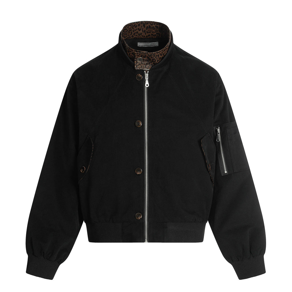 Layered Leopard Panel Vintage Jacket   OL2107