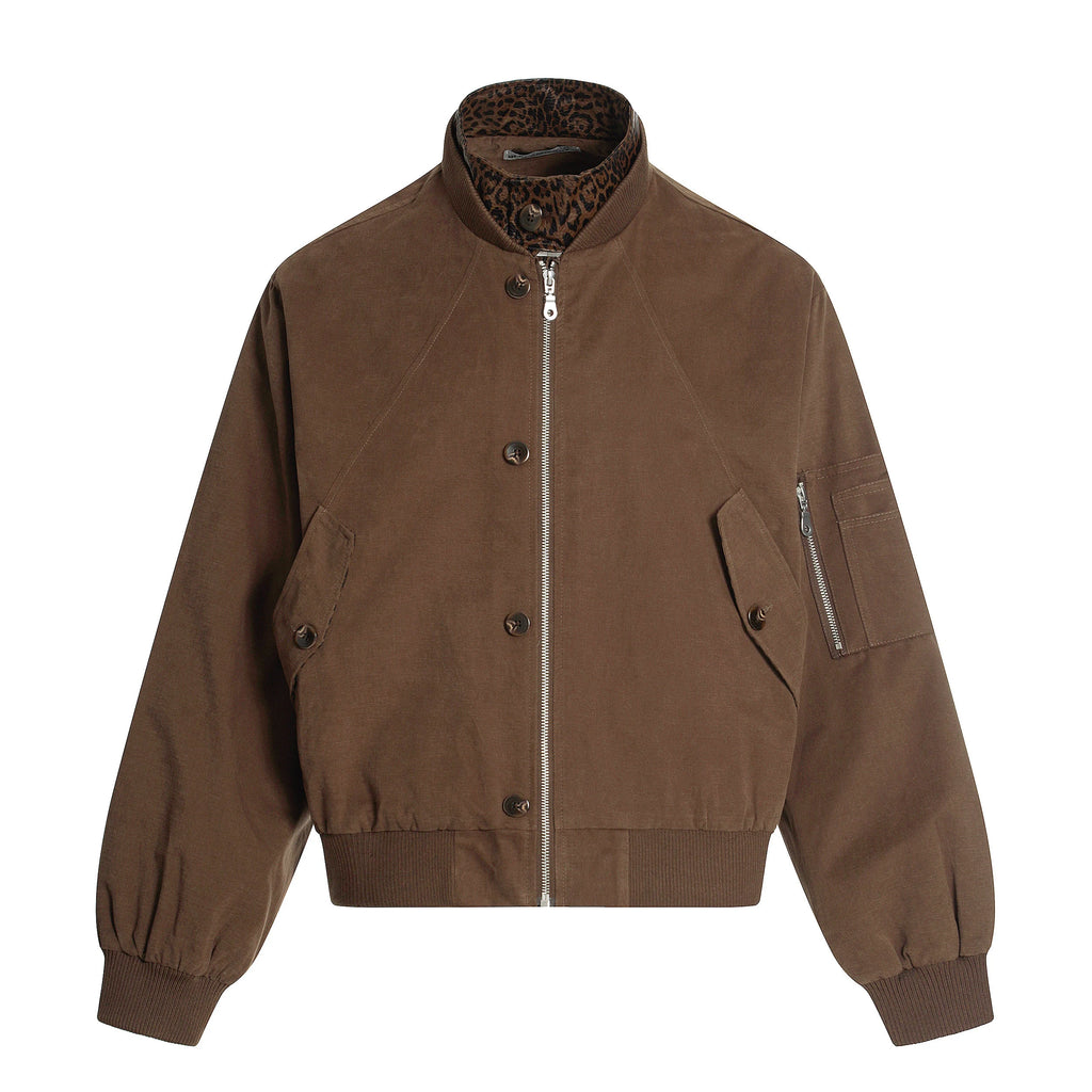 Layered Leopard Panel Vintage Jacket   OL2107