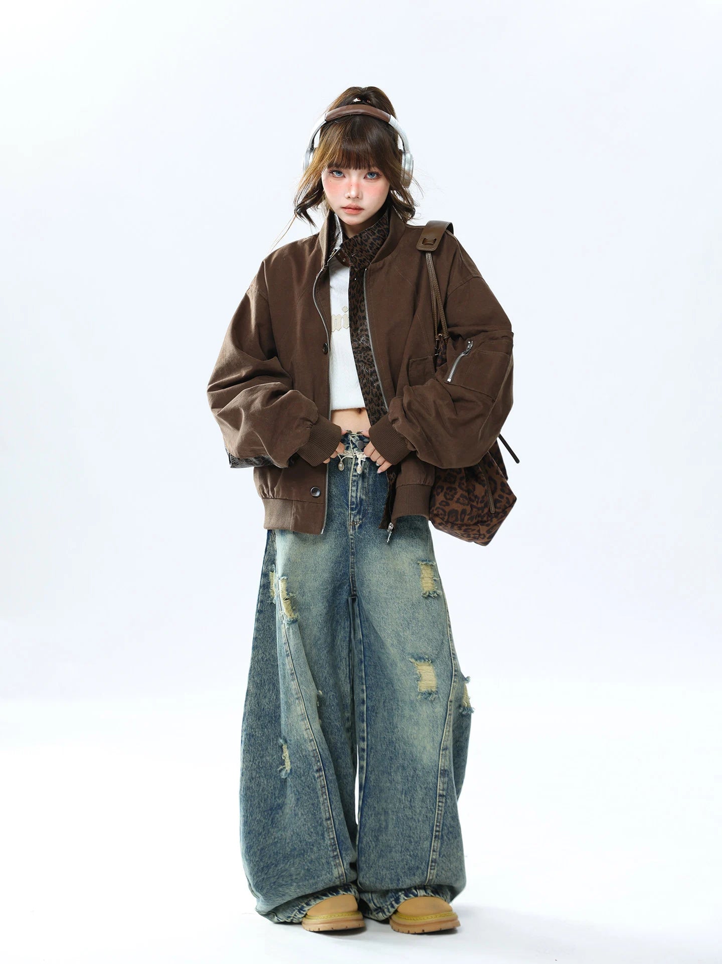 Layered Leopard Panel Vintage Jacket   OL2107