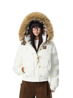 Vintage Faux Fur Hooded Puffer Jacket   oliviroa オリヴィオラ