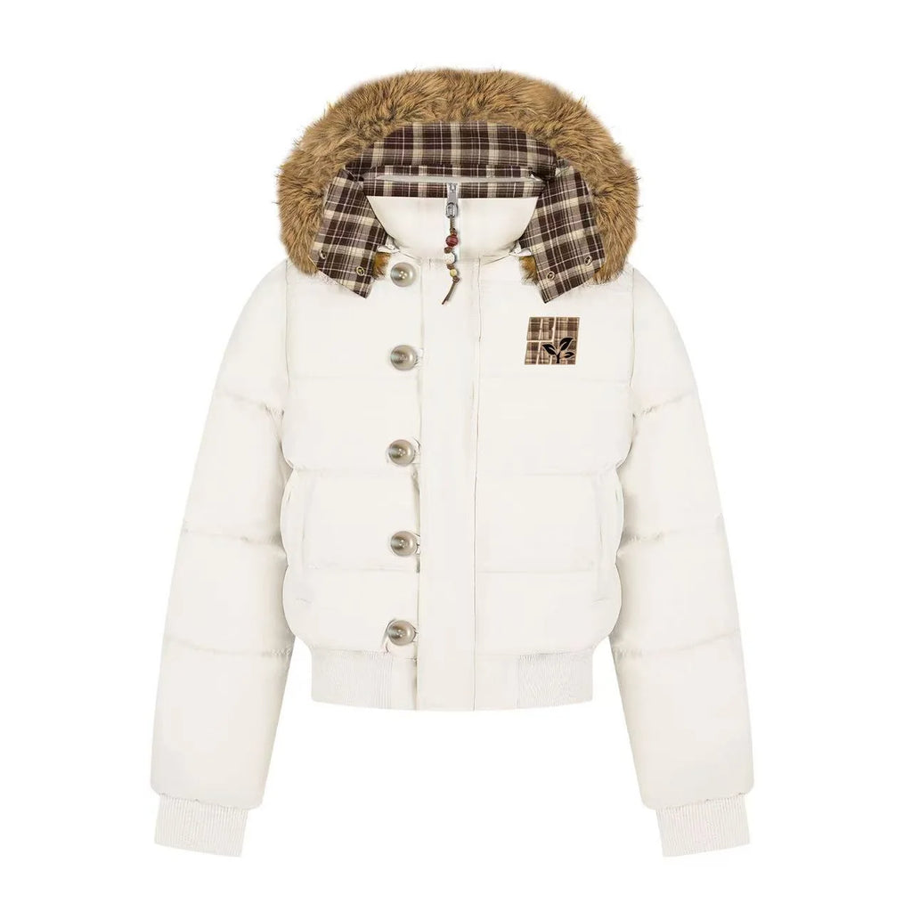 Vintage Faux Fur Hooded Puffer Jacket   OL2117