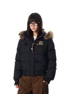 Vintage Faux Fur Hooded Puffer Jacket   OL2117