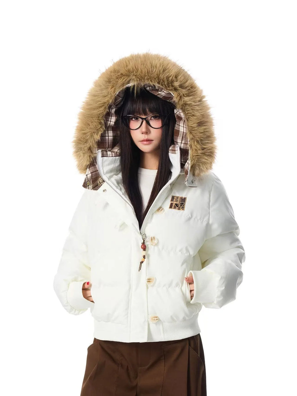 Vintage Faux Fur Hooded Puffer Jacket   oliviroa オリヴィオラ