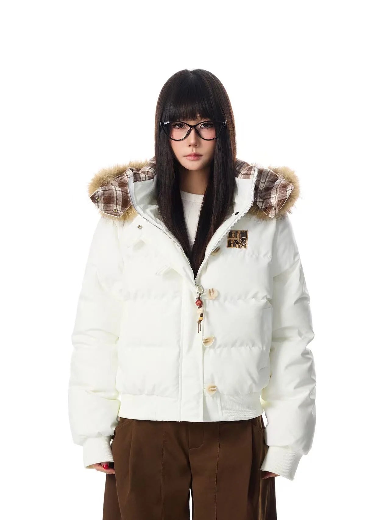 Vintage Faux Fur Hooded Puffer Jacket   OL2117