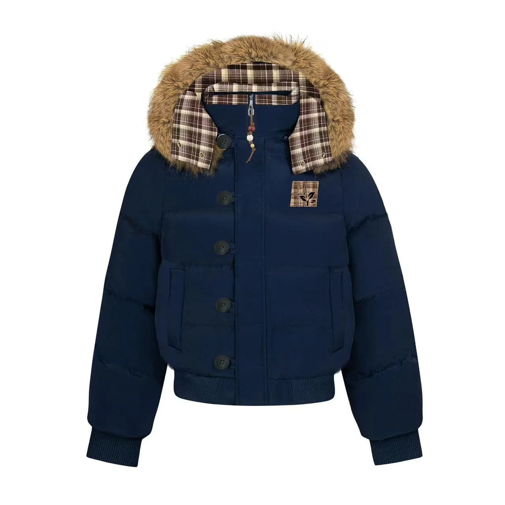 Vintage Faux Fur Hooded Puffer Jacket   OL2117