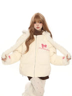 Sweet Faux Fur Scarf Hooded Puffer Jacket   OL2118