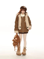 Sweet Faux Fur Scarf Hooded Puffer Jacket   OL2118