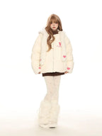 Sweet Faux Fur Scarf Hooded Puffer Jacket   OL2118