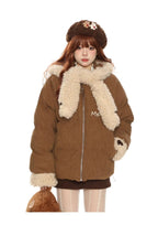 Sweet Faux Fur Scarf Hooded Puffer Jacket   OL2118