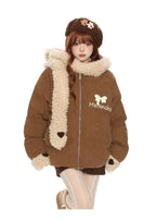 Sweet Faux Fur Scarf Hooded Puffer Jacket   oliviroa オリヴィオラ