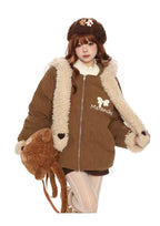 Sweet Faux Fur Scarf Hooded Puffer Jacket   oliviroa オリヴィオラ