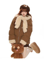 Sweet Faux Fur Scarf Hooded Puffer Jacket   OL2118