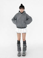 Minimal Embroidered Hooded Zip Cardigan   oliviroa オリヴィオラ