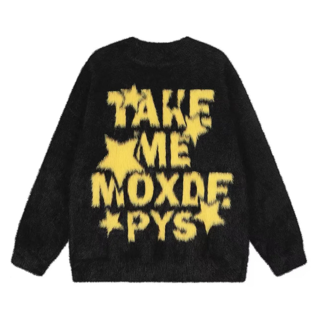 Vintage Letter Jacquard Soft Sweater   OL2120