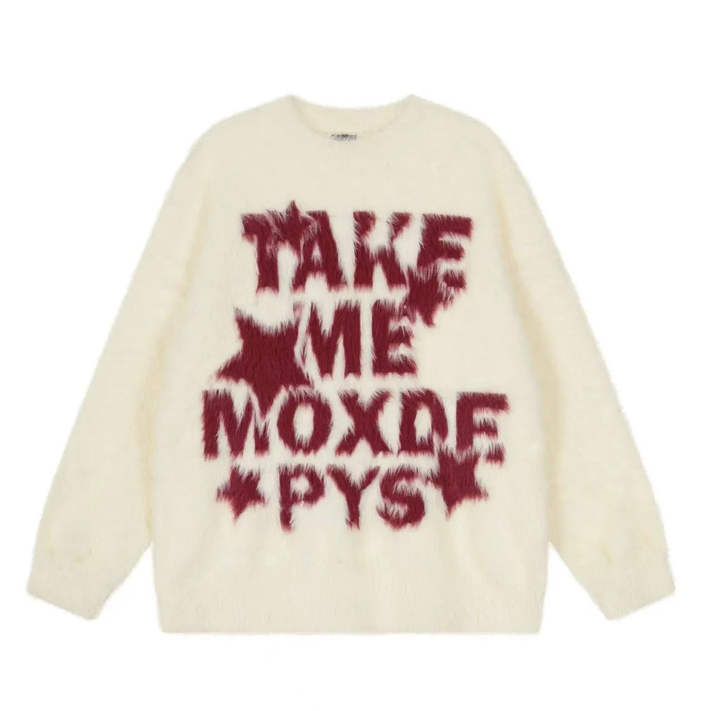 Vintage Letter Jacquard Soft Sweater   OL2120