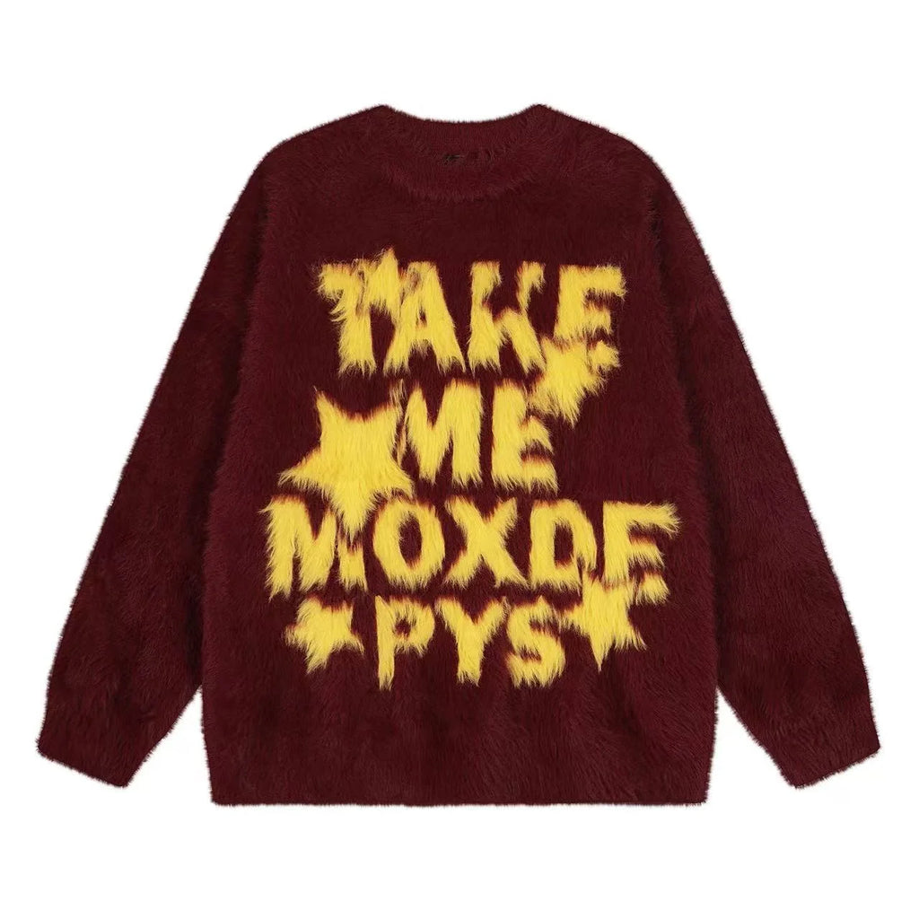 Vintage Letter Jacquard Soft Sweater   OL2120