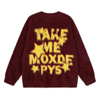 Vintage Letter Jacquard Soft Sweater   OL2120