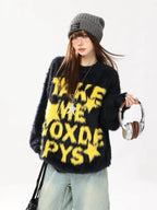 Vintage Letter Jacquard Soft Sweater   OL2120