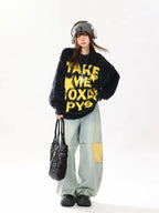 Vintage Letter Jacquard Soft Sweater   OL2120