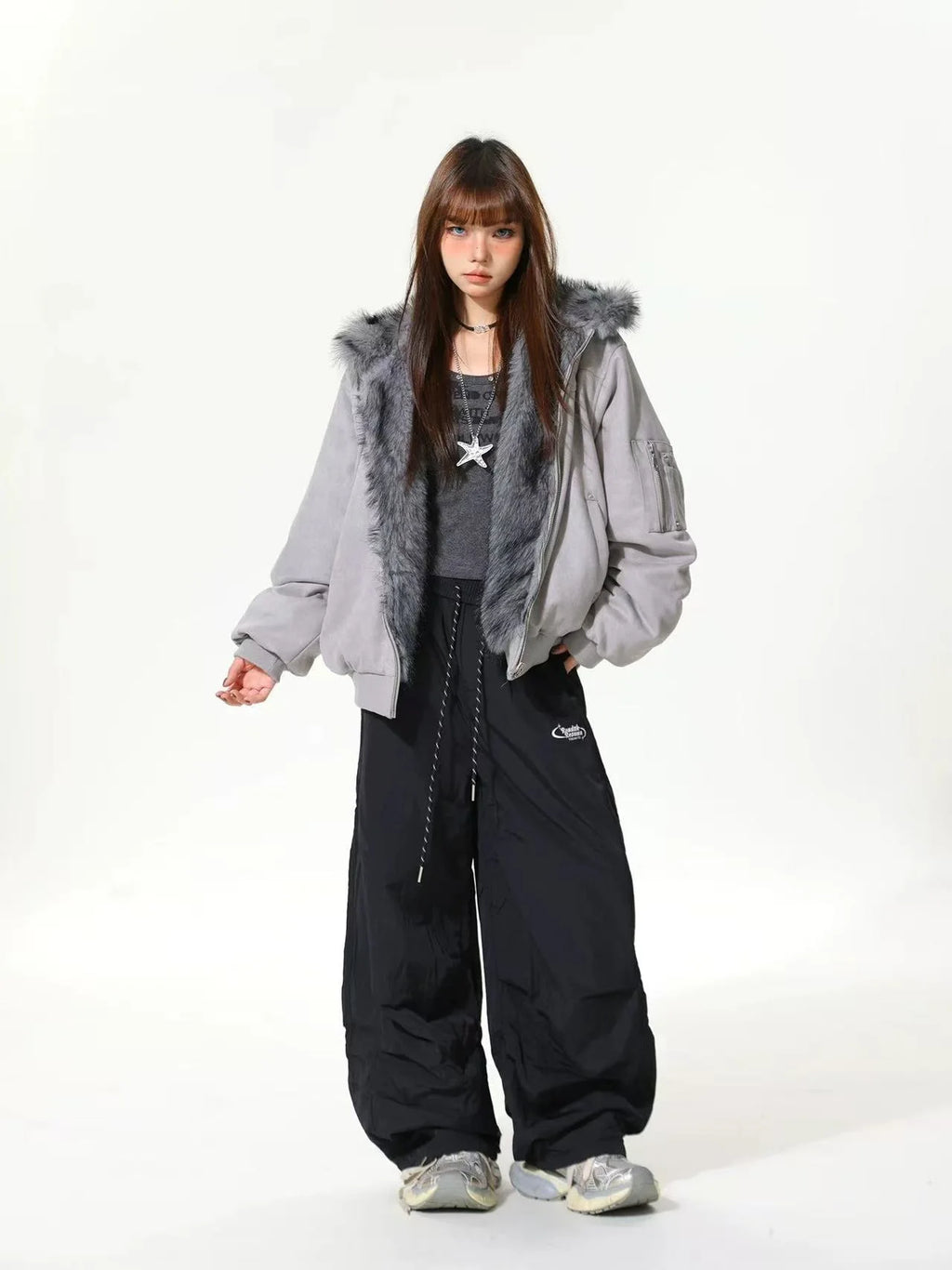 Retro Suede Faux Fur Reversible Padded Jacket   OL2121